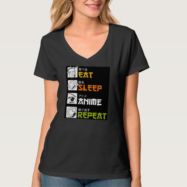 Eat Sleep Anime Repeat Gift Idea Cosplayer T-Shirt (Front)