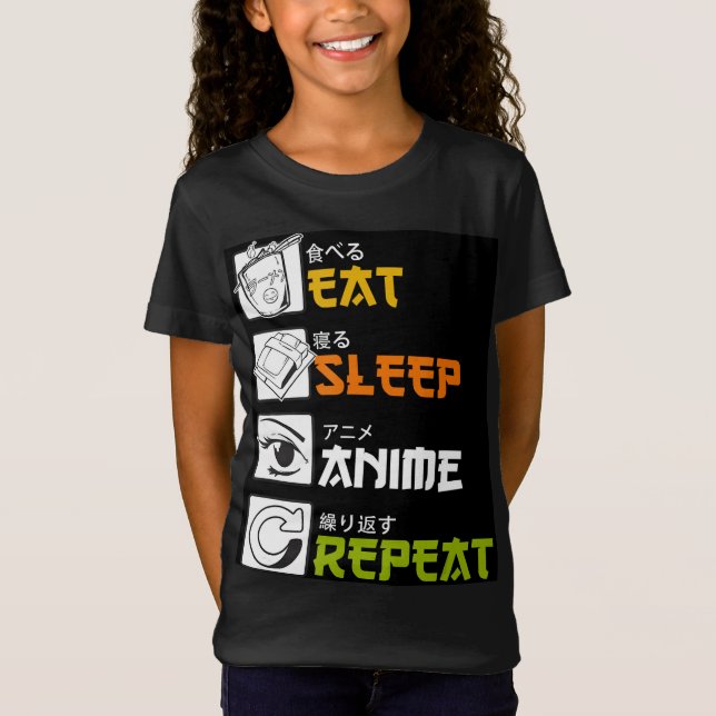 Eat Sleep Anime Repeat Gift Idea Cosplayer T-Shirt (Front)
