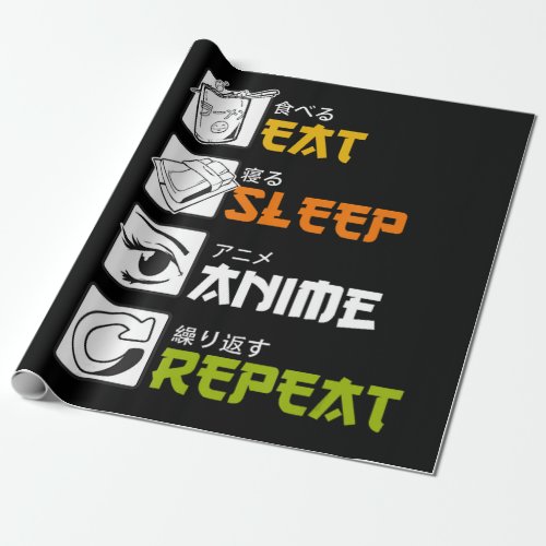 Eat Sleep Anime Repeat Gift Idea Cosplayer Wrapping Paper