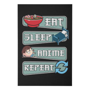 Eat Sleep Anime Repeat Japanese Kawaii Design Faux Canvas Print