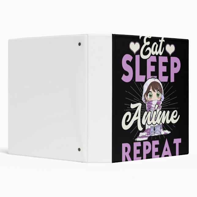 Eat Sleep Anime Repeat Japanese Manga Lover 3 Ring Binder (Background)