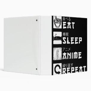 Eat Sleep Anime Repeat Japanese Manga Lover 3 Ring Binder