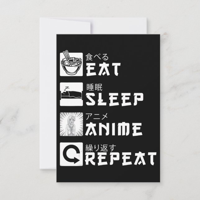 Eat Sleep Anime Repeat Japanese Manga Lover Invitation (Front)