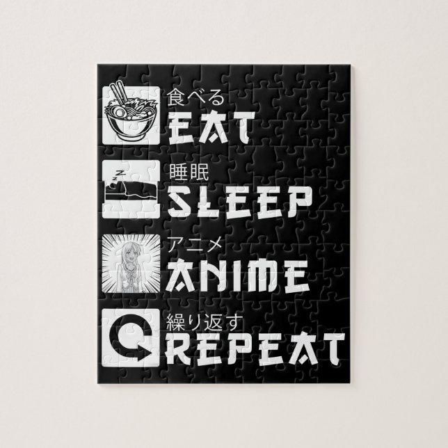 Eat Sleep Anime Repeat Japanese Manga Lover Jigsaw Puzzle (Vertical)