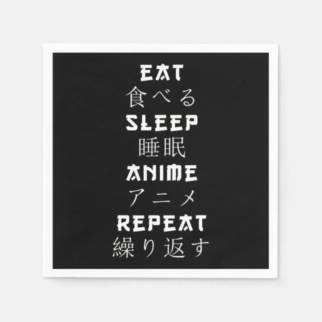 Eat Sleep Anime Repeat Japanese Manga Lover Napkins (Front)