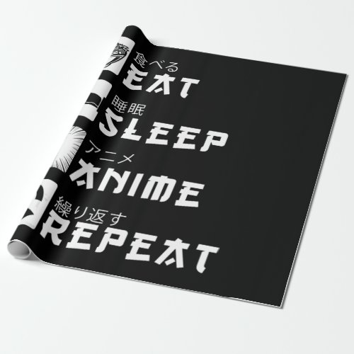 Eat Sleep Anime Repeat Japanese Manga Lover Wrapping Paper