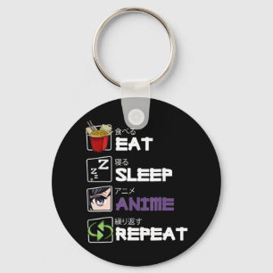 Eat Sleep Anime Repeat Kawaii Otaku Manga Japan Fa Keychain