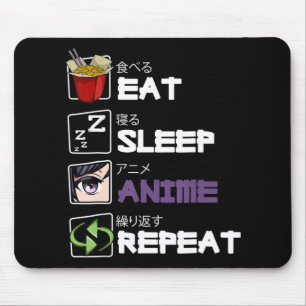 Eat Sleep Anime Repeat Kawaii Otaku Manga Japan Fa Mouse Pad