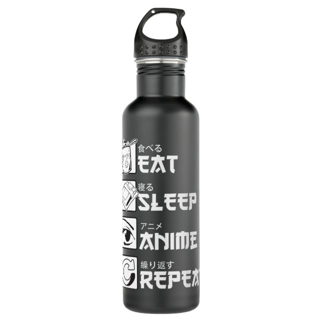 Eat Sleep Anime Repeat Shirt, Anime Manga Shirts M Stainless Steel Water Bottle (Front)