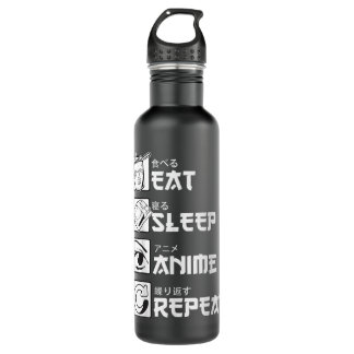 Eat Sleep Anime Repeat Shirt, Funny Japanese Manga Stainless Steel Water Bottle