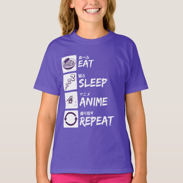 EAT SLEEP ANIME REPEAT T-Shirt (Front)
