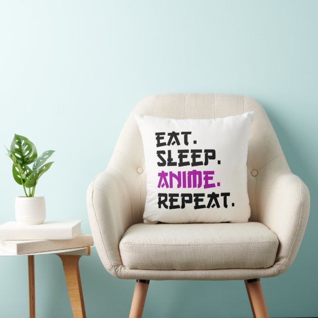Eat Sleep Anime Repeat     Throw Pillow (Chair)
