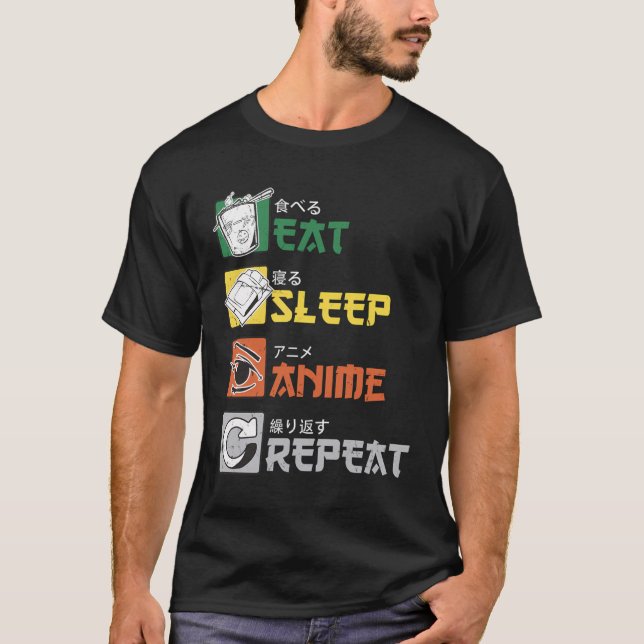 Eat Sleep Anime Repeat Vintage Shirt Manga Japanes (Front)