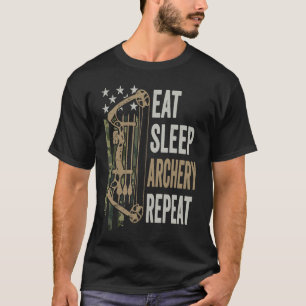 Eat Sleep Archery Repeat  Camouflage Bow USA  Arch T-Shirt