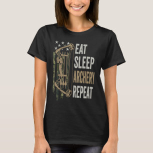 Eat Sleep Archery Repeat Camouflage Bow USA Funny T-Shirt