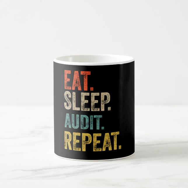 Eat sleep audit repeat retro vintage coffee mug (Center)