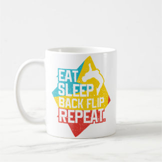 Eat Sleep Back Flip Repeat Retro Gymnastics Traceu Coffee Mug