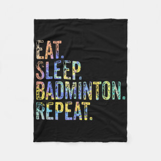 Eat Sleep Badminton Repeat Vintage Funny Badminton Fleece Blanket
