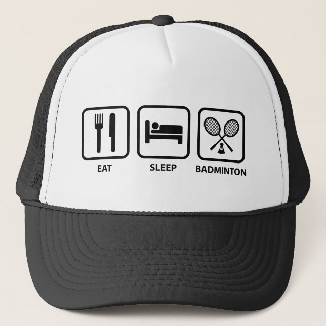 Eat Sleep Badminton Trucker Hat (Front)