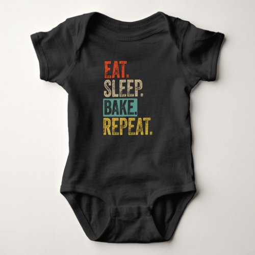 Eat sleep bake repeat retro vintage baby bodysuit