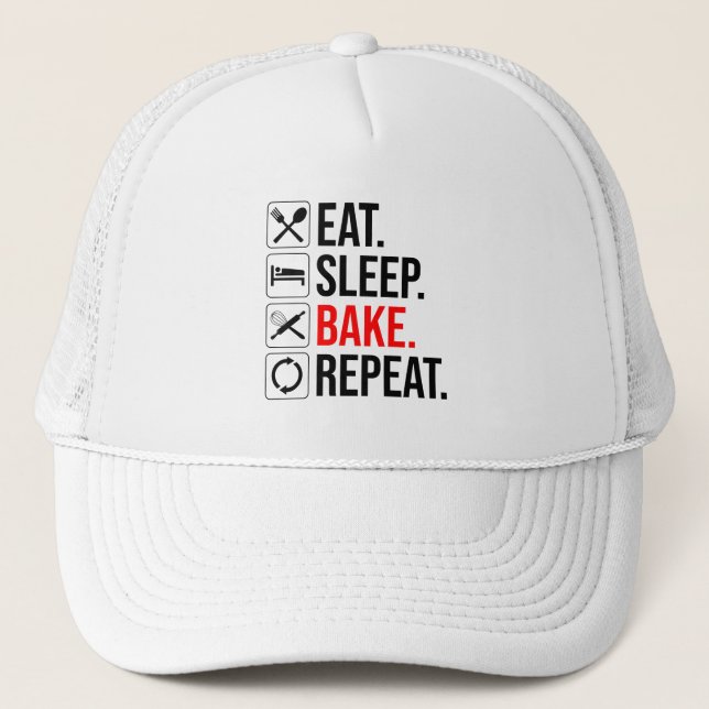 Eat. Sleep. Bake. Repeat Trucker Hat (Front)