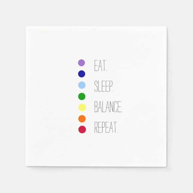 Eat Sleep Balance Simple Chakra Design  Napkins (Front)