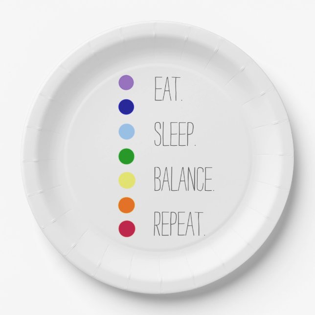 Eat Sleep Balance Simple Chakra Design  Paper Plates (Front)
