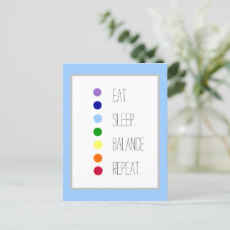 Eat Sleep Balance Simple Chakra Design  Postcard