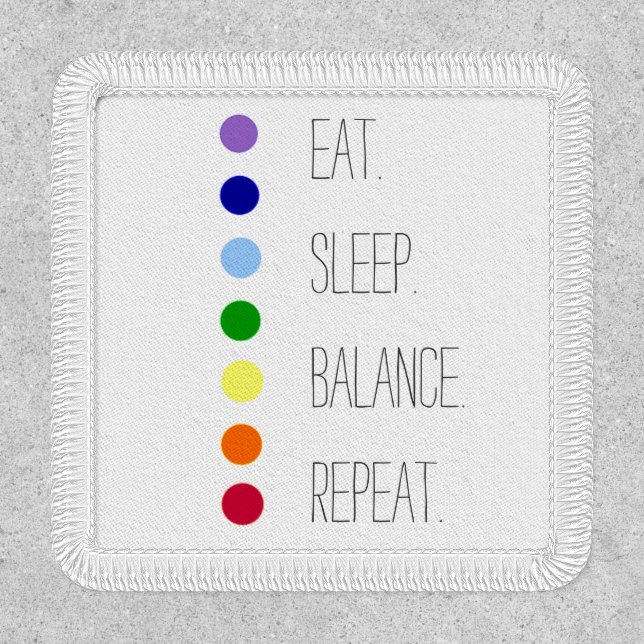 Eat Sleep Balance Simple Chakra Iron On Patch (Front)