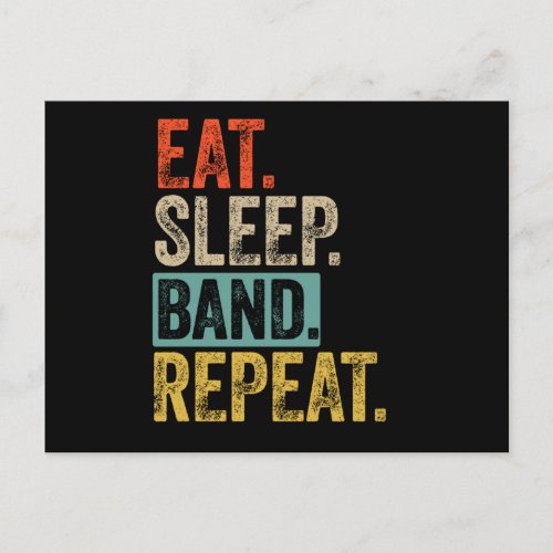 Eat sleep band repeat retro vintage postcard