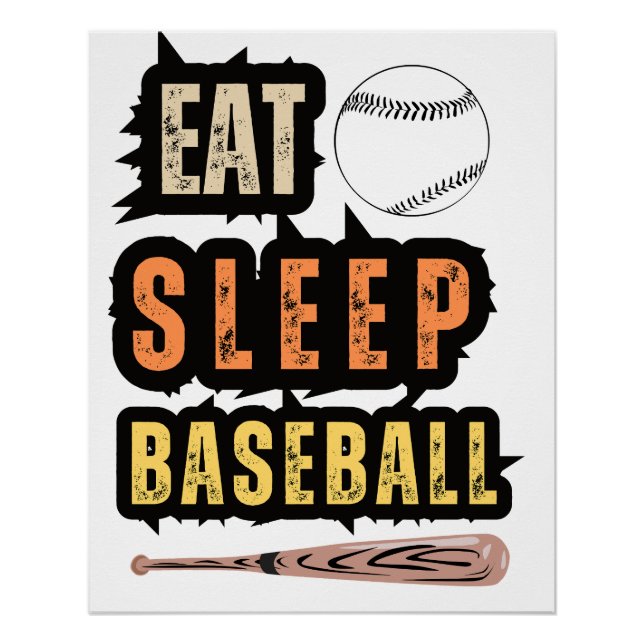 Eat Sleep Baseball Baseball Player Funny Baseball Poster (Front)