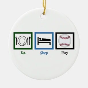 Eat Sleep Baseball Ceramic Ornament