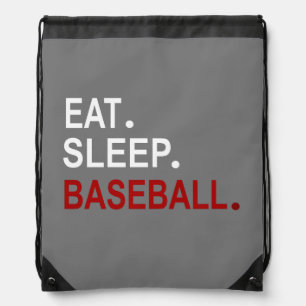 Eat Sleep Baseball Grey Drawstring bag