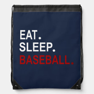 Eat Sleep Baseball Oxford Blue Drawstring bag
