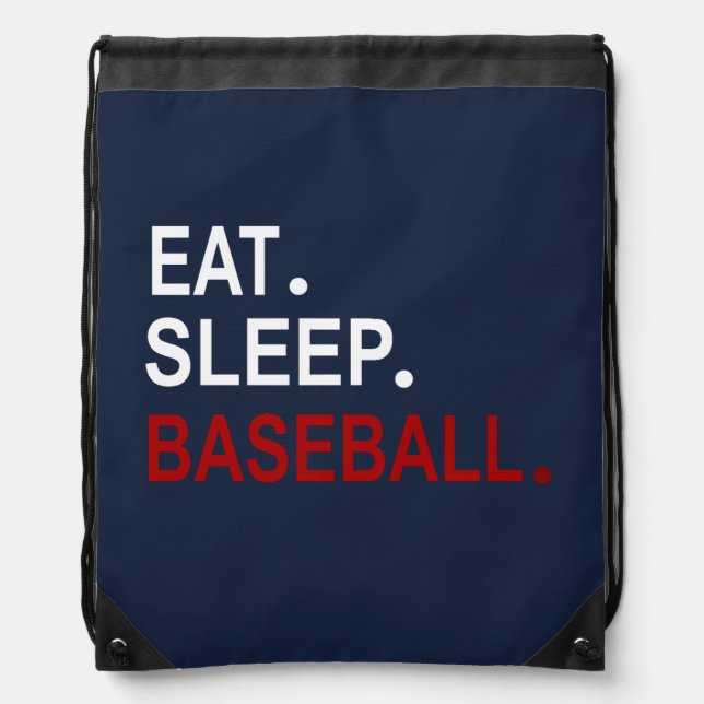 Eat Sleep Baseball Oxford Blue Drawstring bag (Front)