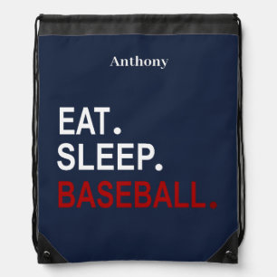 Eat Sleep Baseball Oxford Blue Drawstring bag