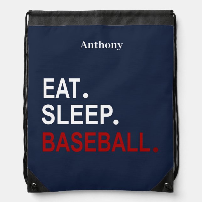 Eat Sleep Baseball Oxford Blue Drawstring bag (Front)