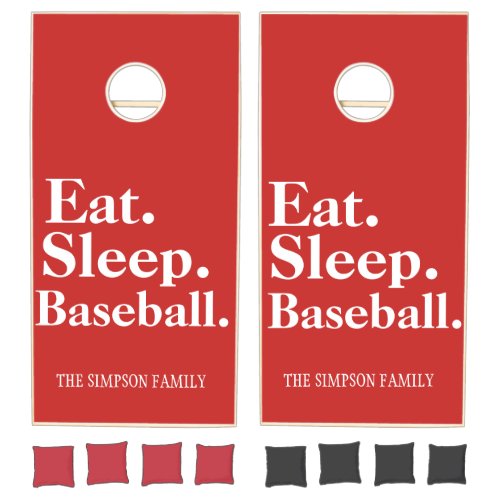 Eat Sleep Baseball Personalized Cornhole Set