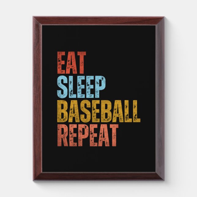 EAT SLEEP BASEBALL REPEAT AWARD PLAQUE (Vertical)