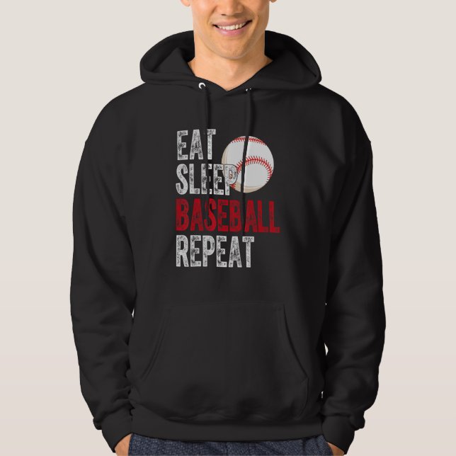 Eat Sleep Baseball Repeat Baseball Player  Basebal Hoodie (Front)