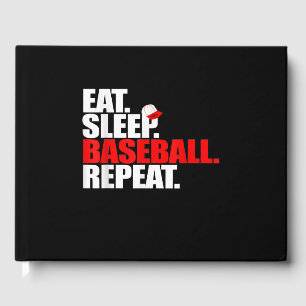 Eat Sleep Baseball Repeat Catcher Pitcher Baseball Guest Book