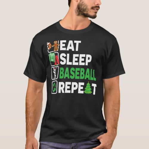 Eat Sleep Baseball Repeat Christmas Pajama  Teen K T_Shirt