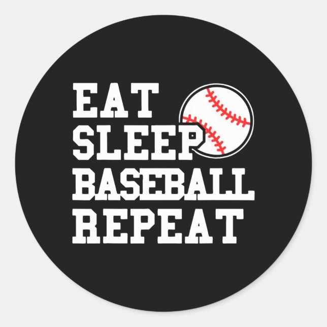 Eat Sleep Baseball Repeat Classic Round Sticker (Front)
