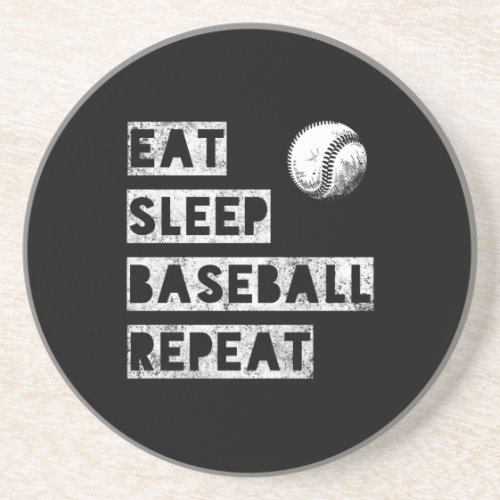 Eat sleep baseball repeat distressed coaster