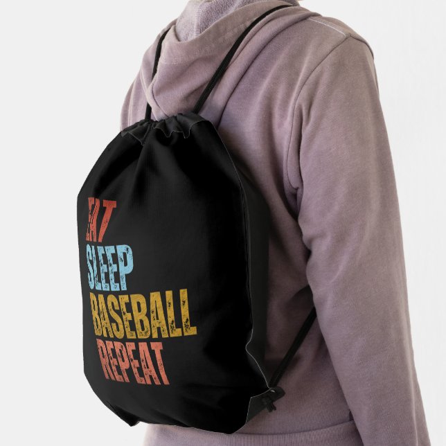EAT SLEEP BASEBALL REPEAT DRAWSTRING BAG (Insitu)