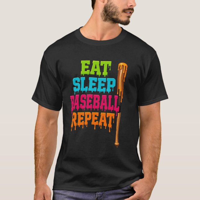 Eat Sleep Baseball Repeat Drip T-Shirt (Front)