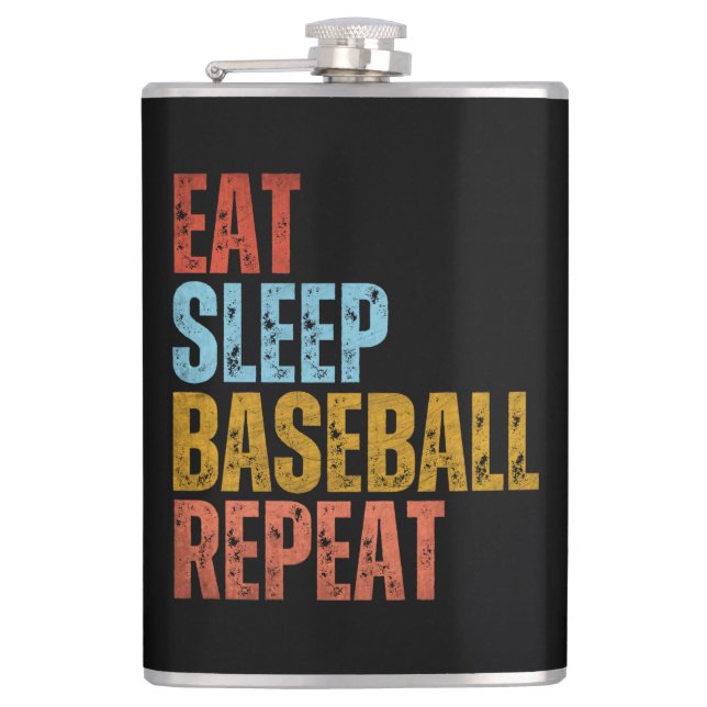 EAT SLEEP BASEBALL REPEAT FLASK (Front)