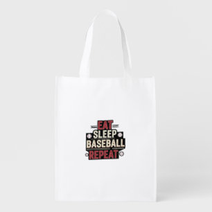 Eat Sleep Baseball Repeat Funny Baseball Fan Grocery Bag