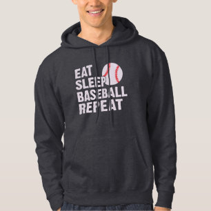 eat sleep baseball repeat - funny baseball gift hoodie
