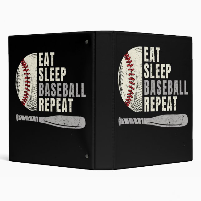Eat Sleep Baseball Repeat Funny Baseball Player  3 Ring Binder (Background)